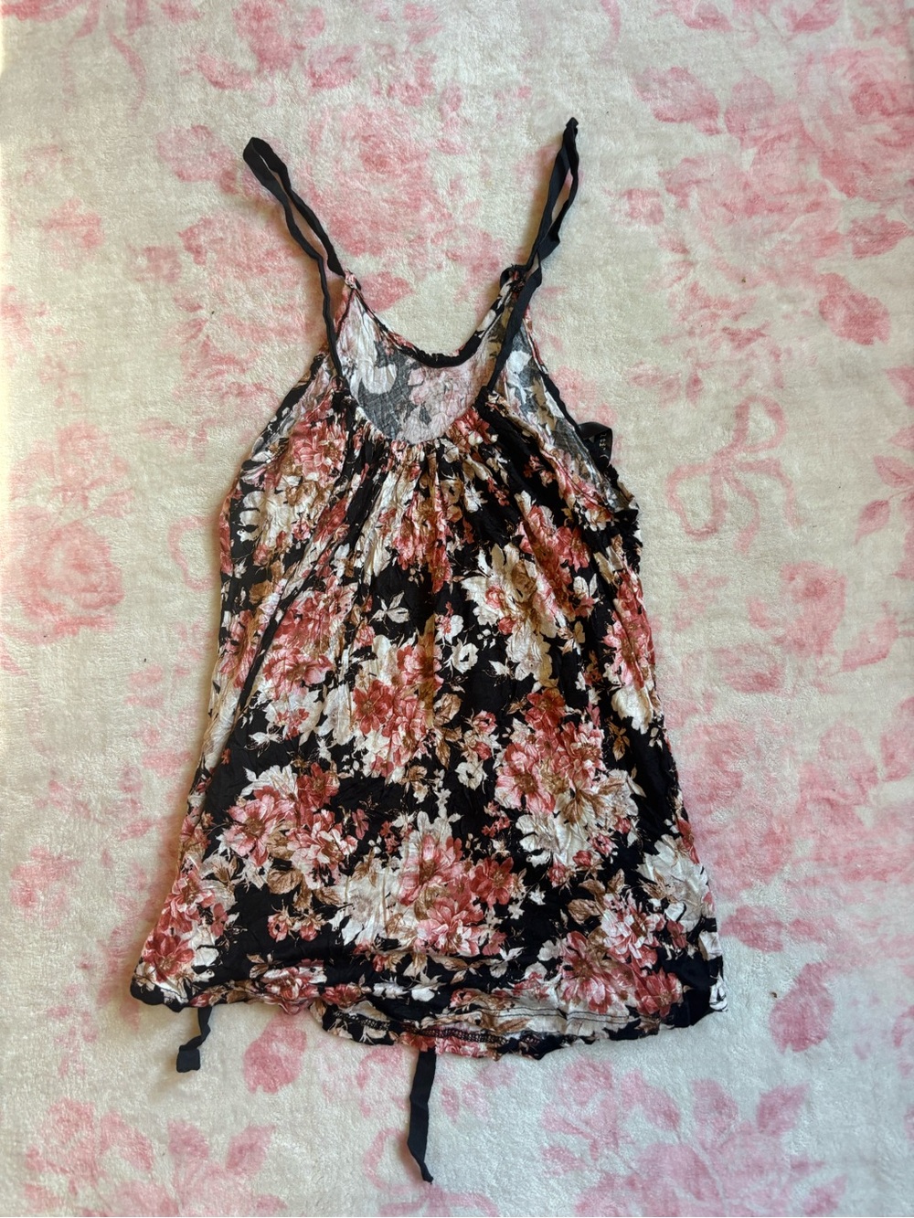 Floral pink Fulltilt tank top with tie string back